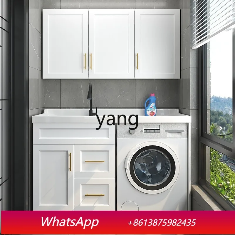 LHF Space Aluminum Balcony Washing Machine Integrated Cabinet Combination Companion Drum Quartz Stone Laundry Cabinet
