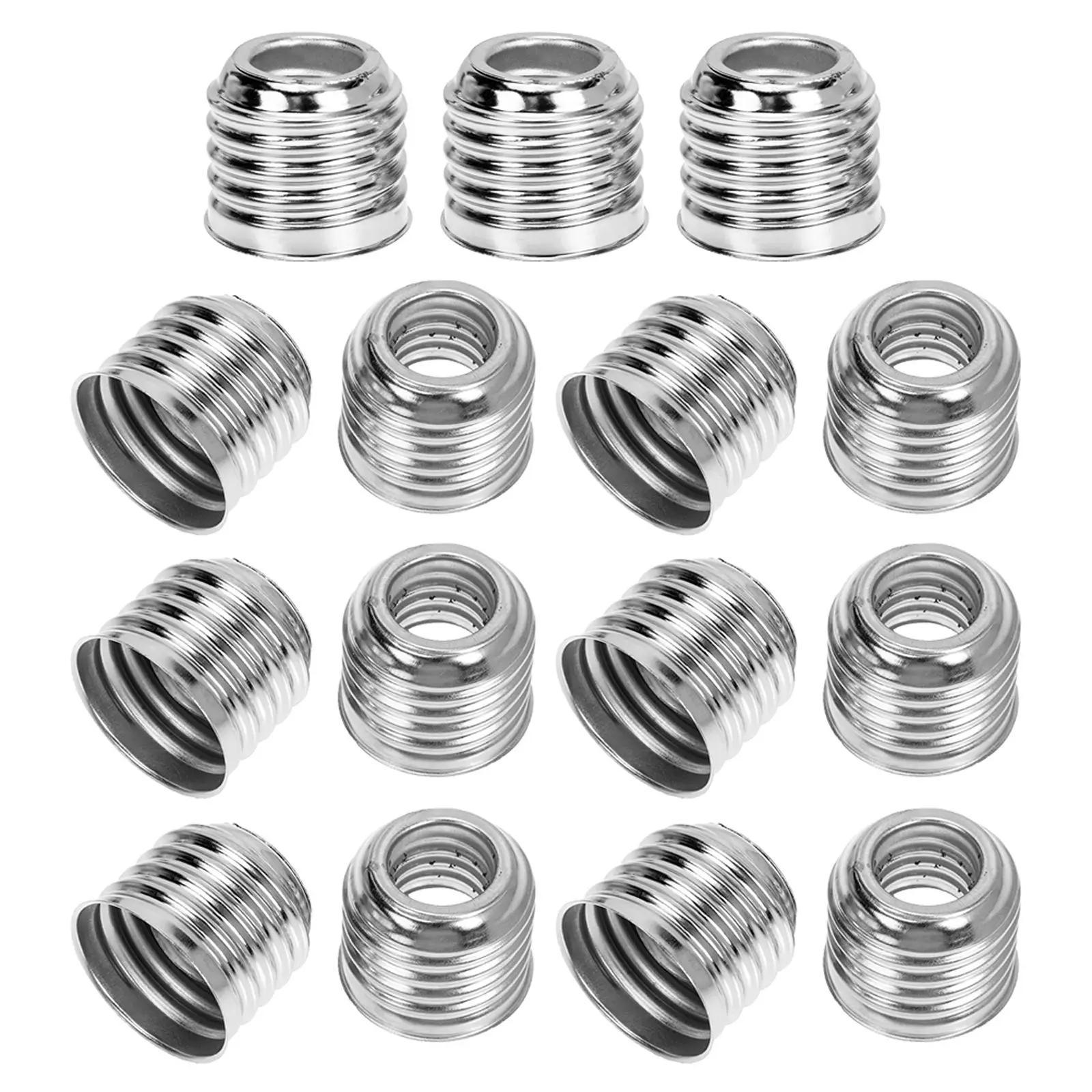 

15 Pcs Light Bulb Adapter E14 to E27 Aluminum Holder Lamp Socket Converter for Garage Workshop LED Light Base Replacement