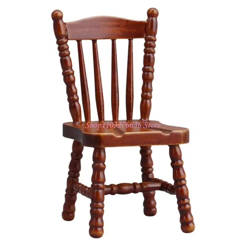 

R6FD Fine Carved Mini Chair For Dollhouses Dolls 1/12 Scale Small Furniture Piece