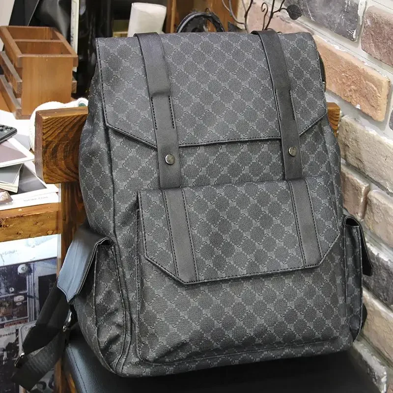 New Plaid Flip Backpack Fashion Men's Bag Street Casual Backpack Travel Bag Laptop Backpack