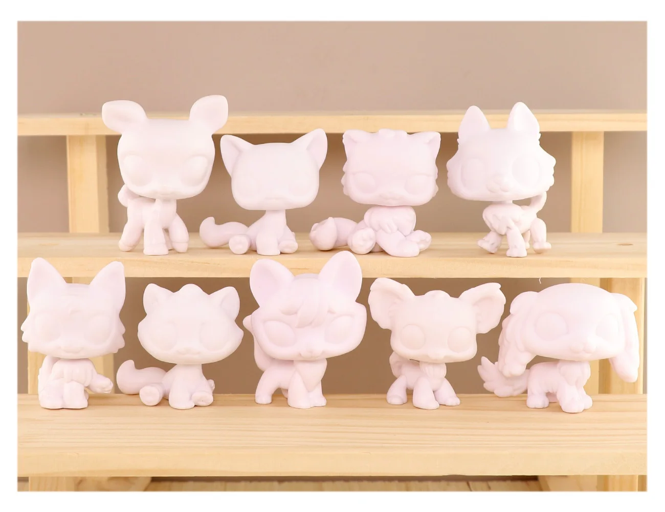 

9pcs/set White Base for Pet Shop toy cute Dog and Cat Husky Deer DIY Painting puppy