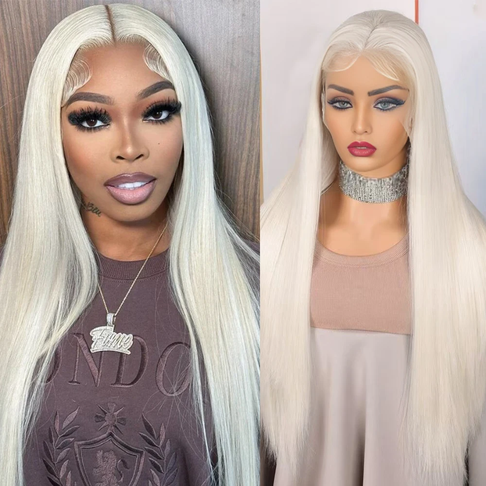 

Platinum Straight Synthetic Hair Lace Wig Women Daily Use Natural Straight Heat Resistant White Blonde Hair Lace Front Wigs
