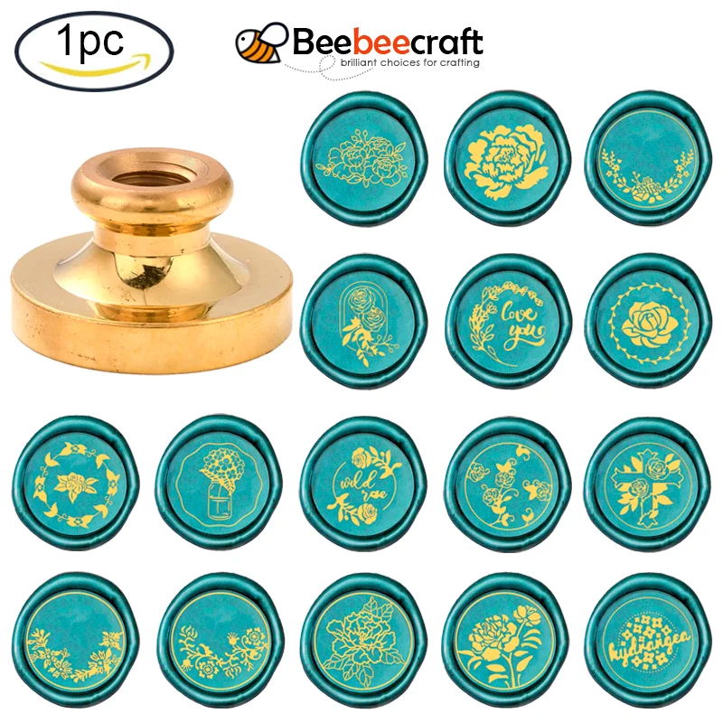 1PC Flower Pattern Wax Seal Stamp Head Removable Brass Head 0.98