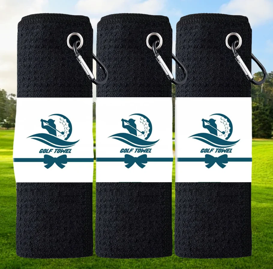 With Heavy Duty Carabiner Clip, 3Pcs Golf Towels in Microfiber Waffle Pattern