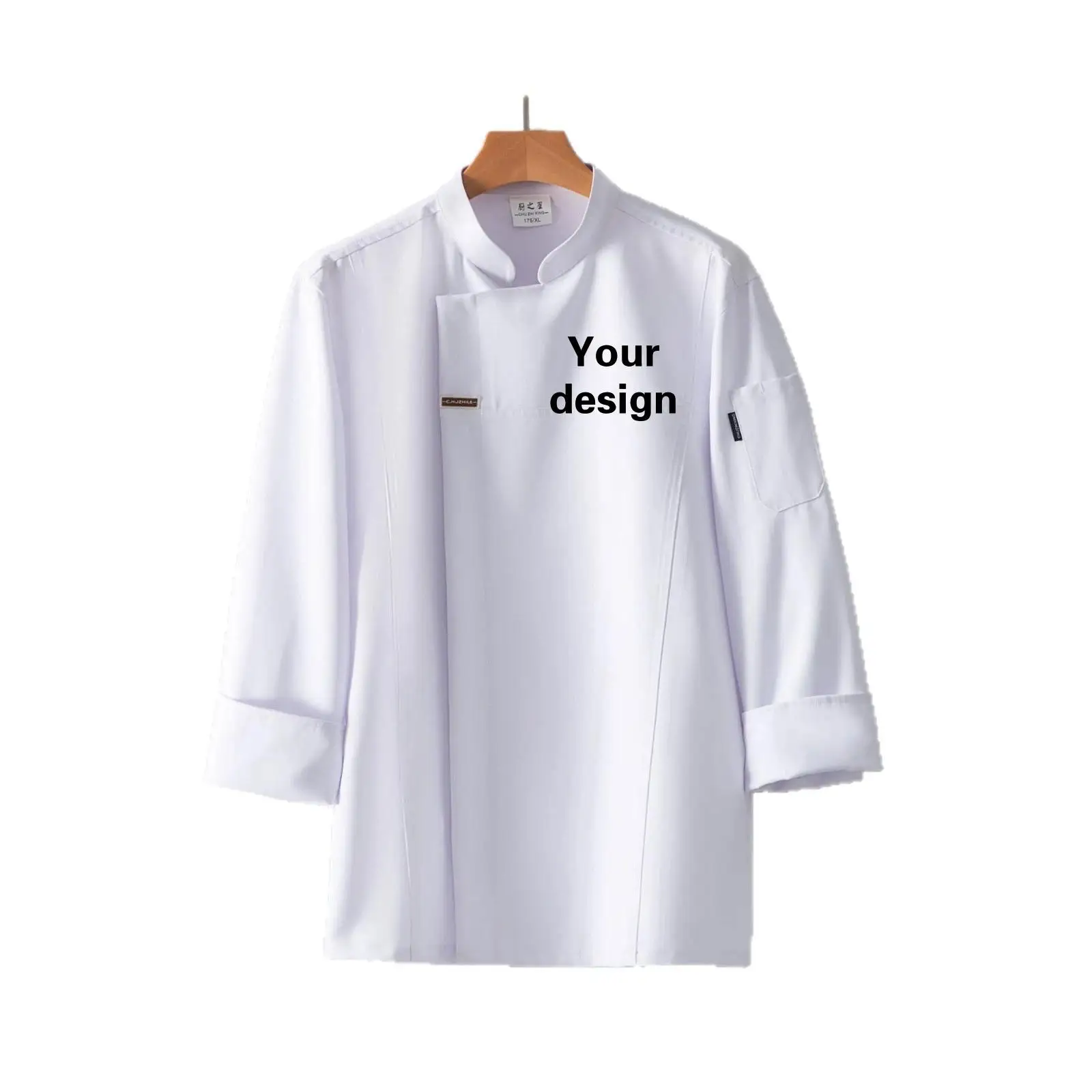 Spring Autumn Men's Catering Long Sleeve Breathable Chef Uniform Work Uniform Name Print Logo Jacket Kitchen Clothes