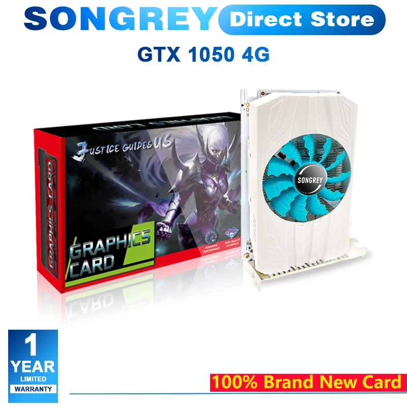 

SONGREY GTX 1050 4GB Graphics Card,GDDR5 128bit 4K Ready HDMI/DP/DVI Outputs PCI Express 3.0 Desktop GPU for Gaming