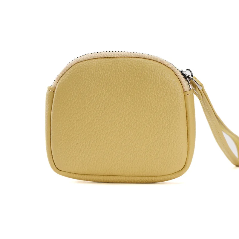 محفظة نسائية مستديرة من الجلد الناعم من البولي يوريثان بلون الحلوى، سلسلة مفاتيح، بطاقة، تخزين العملات المعدنية، حبل محمول باليد، محفظة نسائية