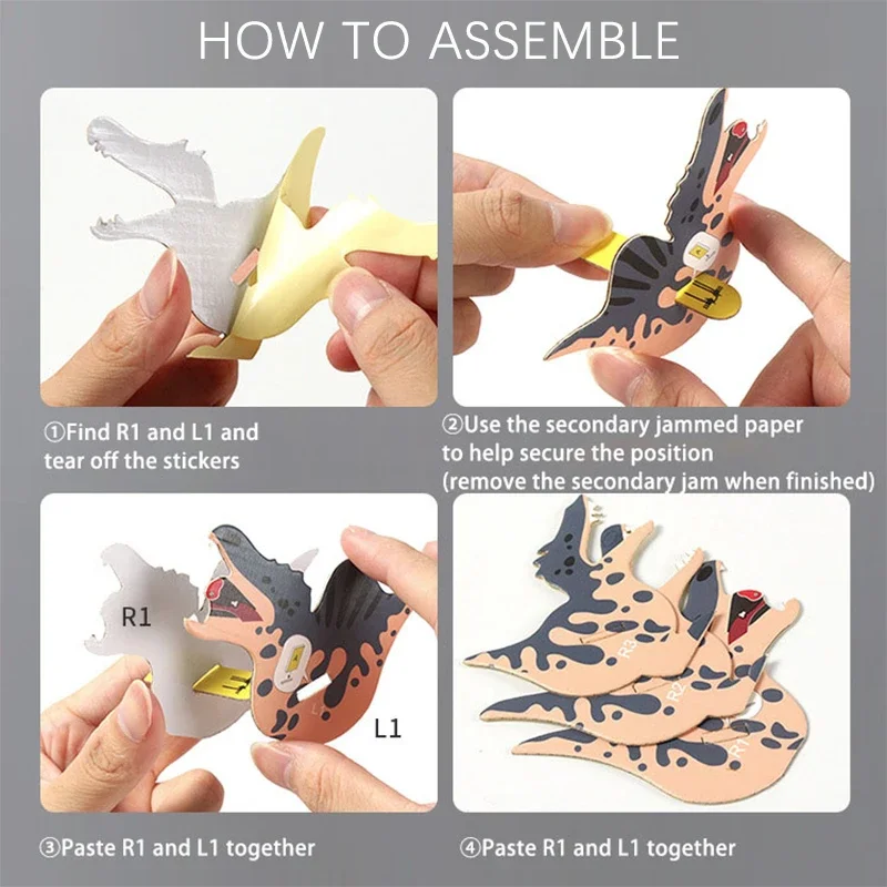 Papier dinosaure 3D Montessori pour enfants, jouets éducatifs, bricolage amusant, assemblage manuel, modèle tridimensionnel pour garçon et fille