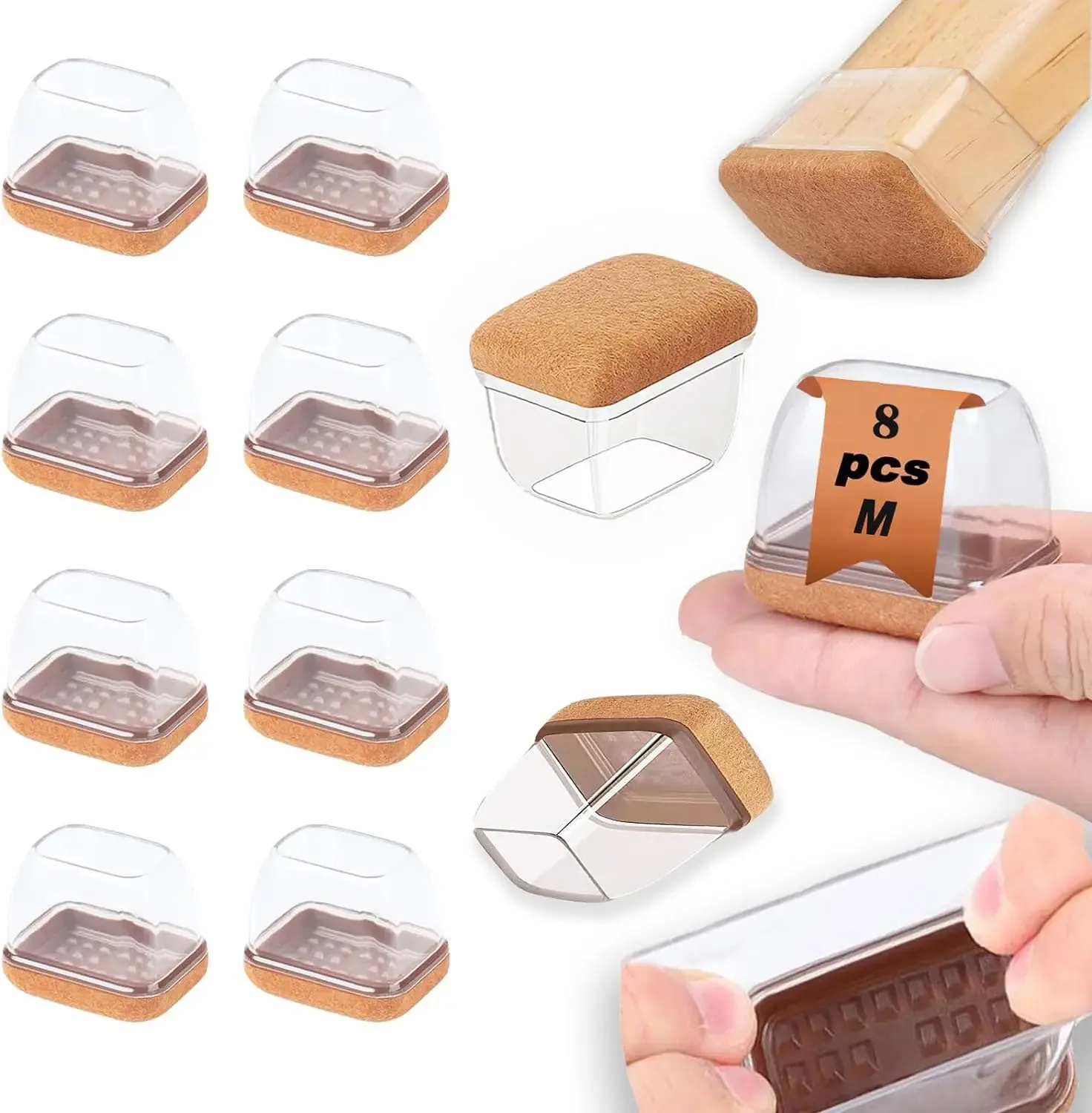 

Силиконовые ножки стула из 8 предметов, напольный чехол, защитный чехол с фетровыми ножками, ширина 22–32 мм, подходит для стульев и столов, без шума