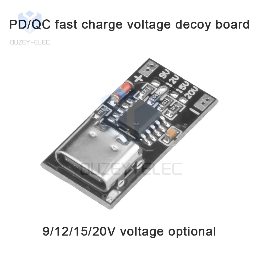 USB-C PD Trigger Board M￳dulo PD/QC Decoy Board Carga R￡pida USB Tipo-c para 12v DC Boost Module Supply Change Module Charger Board