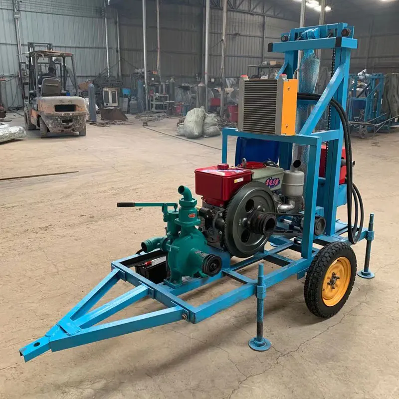 150mディーゼル小型水井戸掘削リグマシン水井戸ボア掘削機150mm径穴