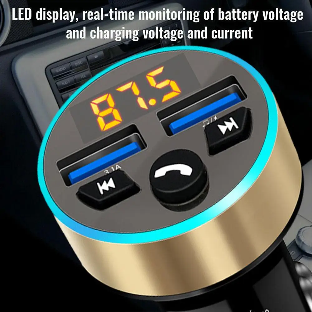 Car FM Transmitter Wireless Bluetooth 5.0 USB Auto Aux Radio Mp3 TF Card Player Music BT Hands-free Call Car
