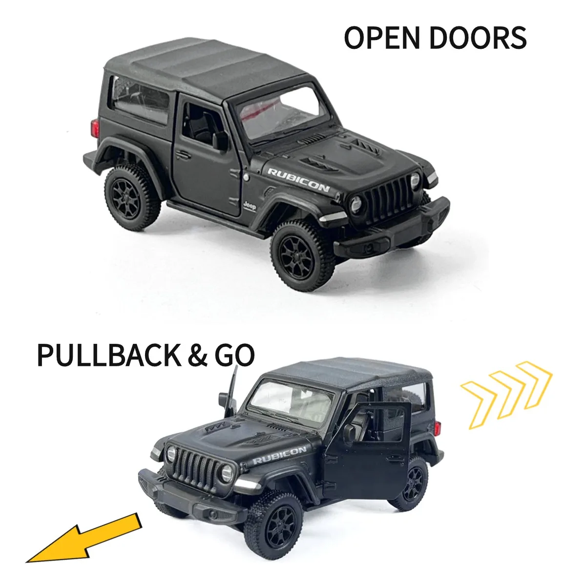 1/36 Pullback Toy Car Model Jeep Wrangler Rubicon Official Licensed Alloy Diecast Vehicle Scale Replica Xmas Gift Kid Boy Toy