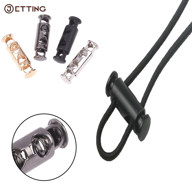 

10PC Spring Buckle Double Hole Head Spring Buckle Cord Lock Elastic Adjustment Buckles Tightening Fasteners Locks Sewing Tools