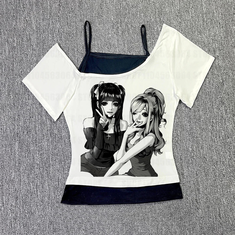 Y2k Esthetische Zoete Sexy Crop Tops Vrouwen Mouwloze Casual Cartoon Print Tanks Harajuku Alle Match Cropped Grunge Emo Meisjes Camis