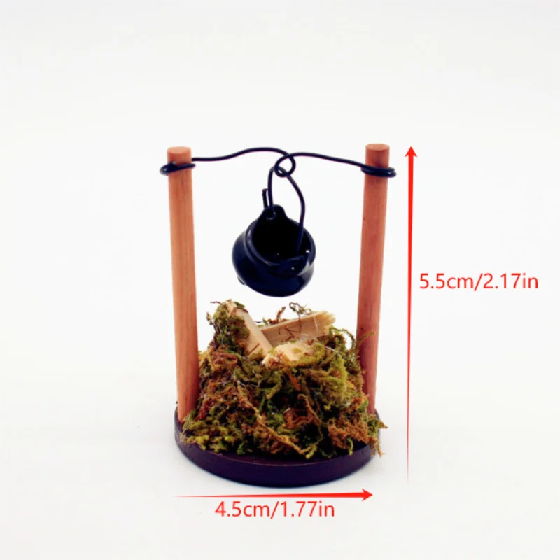 Interactive DIY Dollhouse Toy Set; Miniature Garden Scene; Lightable Hanging Stove Fire Pile Model; Kid's Kitchen Firewood Pile