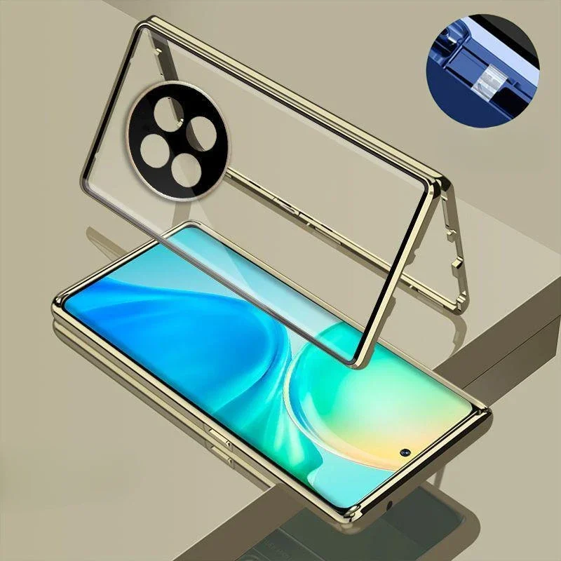 360° Double Sided Glass Magnetic Phone Case For Realme 13 Pro Plus Metal Lens Protector For OPPO Realme 13 13Pro Plus 5G Cover