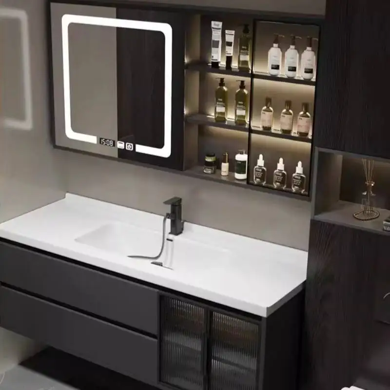 Modern Light Bathroom Cabinet European Vertical Luxury Laundry Bathroom Cabinet Storage Drawers Meuble Rangement Furniture