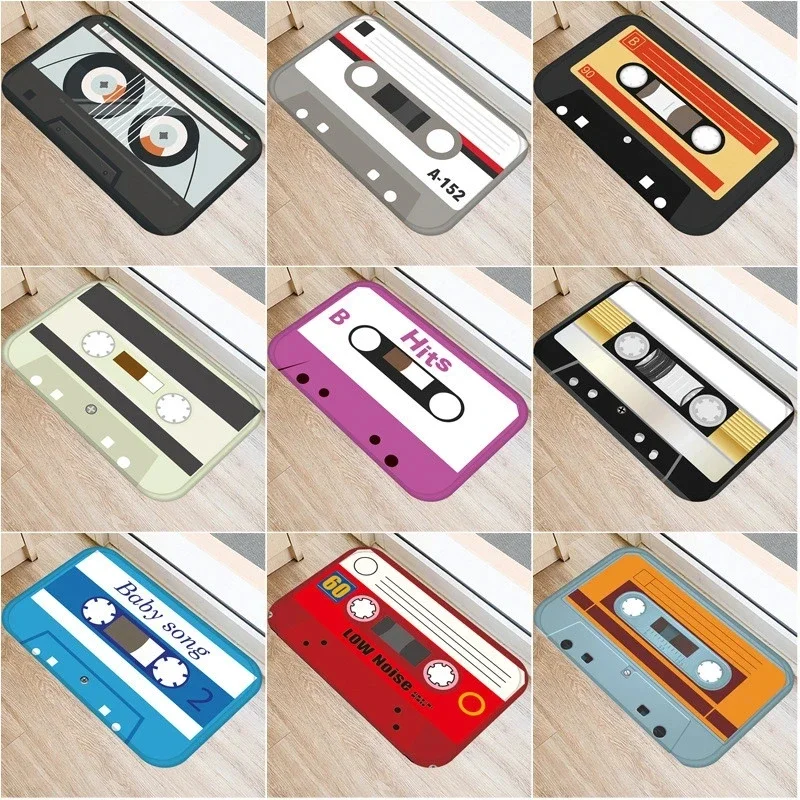 Retro Cassette Music Tape Entrance Doormat Home Decor Non-Slip Bathroom Floor Mat Carpet for Living Room Balcony Long Carpet