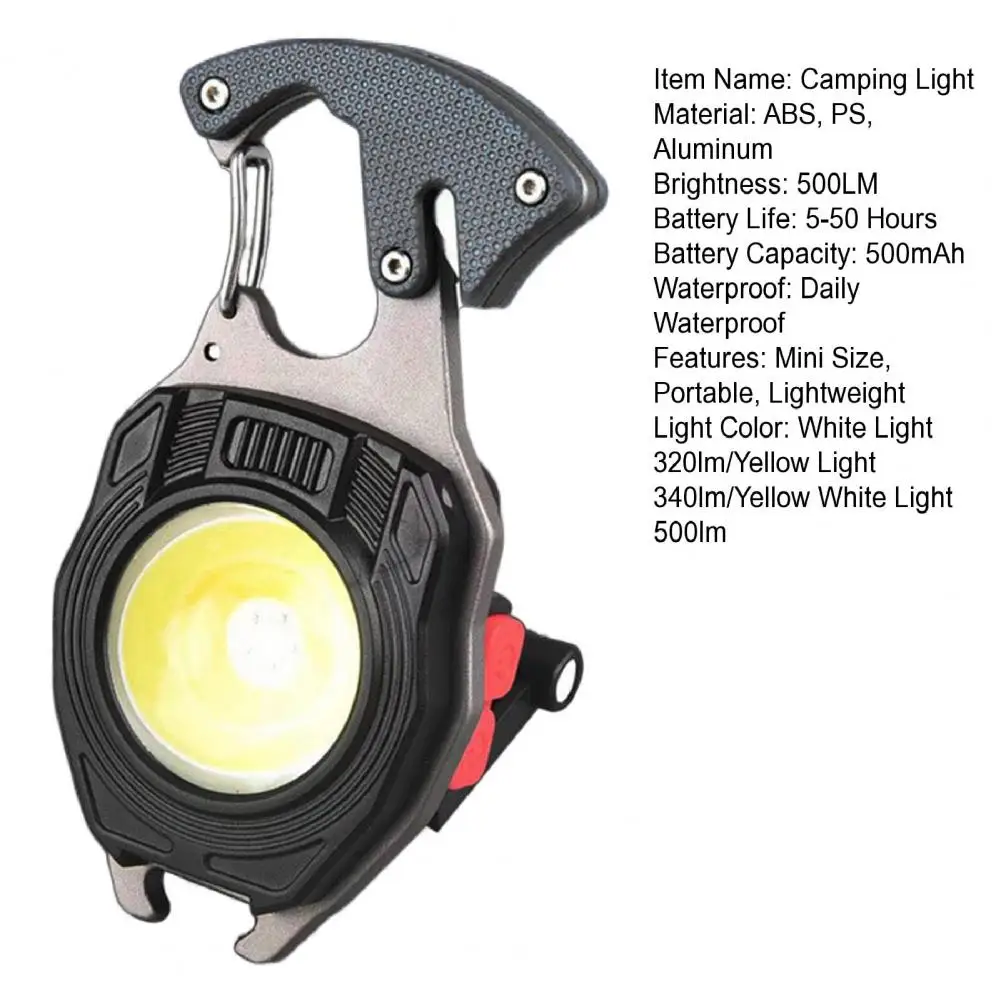 11.5*5cm Camping Light LED Keychain Work Light Rechargeable Mini Flashlight High Lumens Lamp With Screwdrivers Bottle Opener