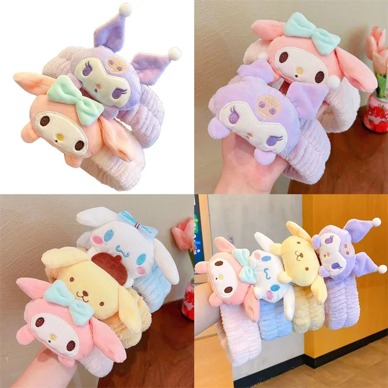 

2025 Sanrio Hello Kitty Headband Accessories Kuromi Plush Doll Hair Hoop Women Girl Sports Bath Cap Bathroom Headwear