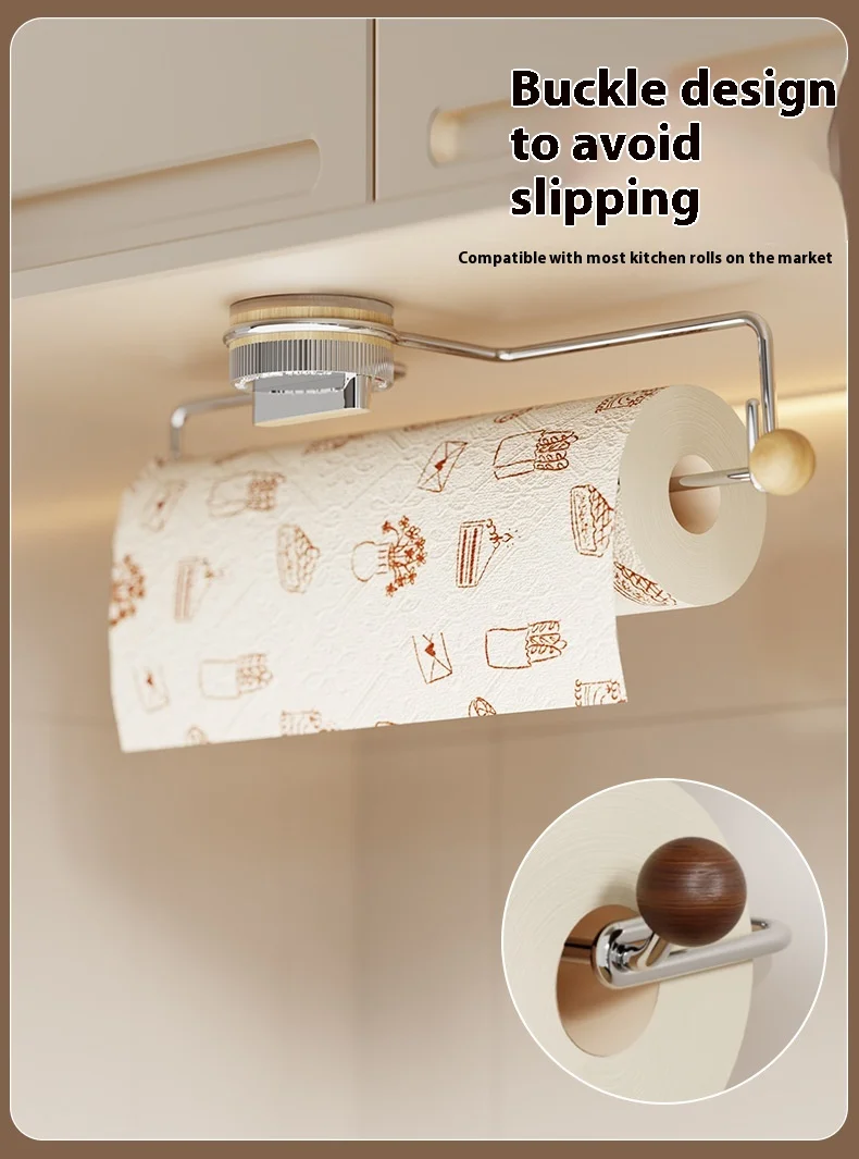 Porta asciugamani di carta a forte aspirazione, porta asciugamani di carta per armadio da cucina senza trapano, organizer per involucro di plastica per dispenser di panni pigri