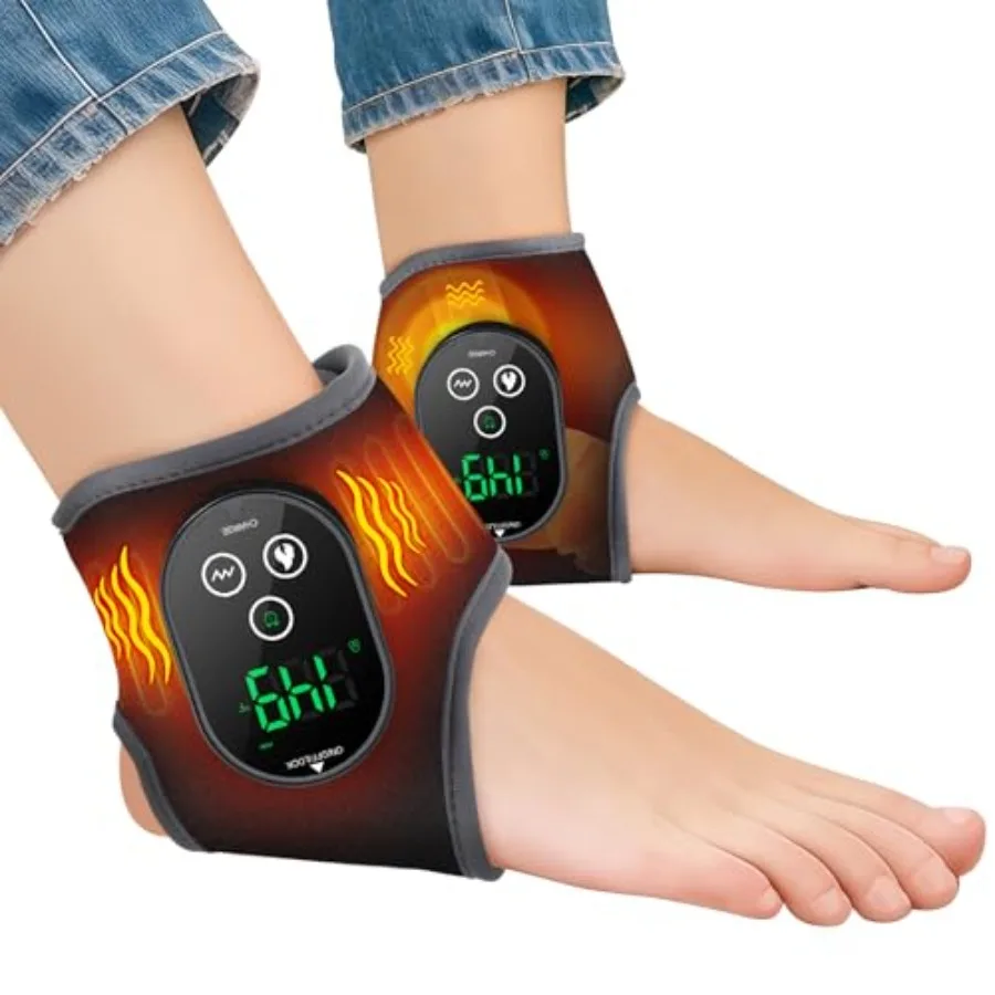 

Ankle Massager, Cordless Ankle Heating Pad with Massage, Foot Massager with Heat, 3000mAh Rechargeable, 4 -Level Heats, Foot He