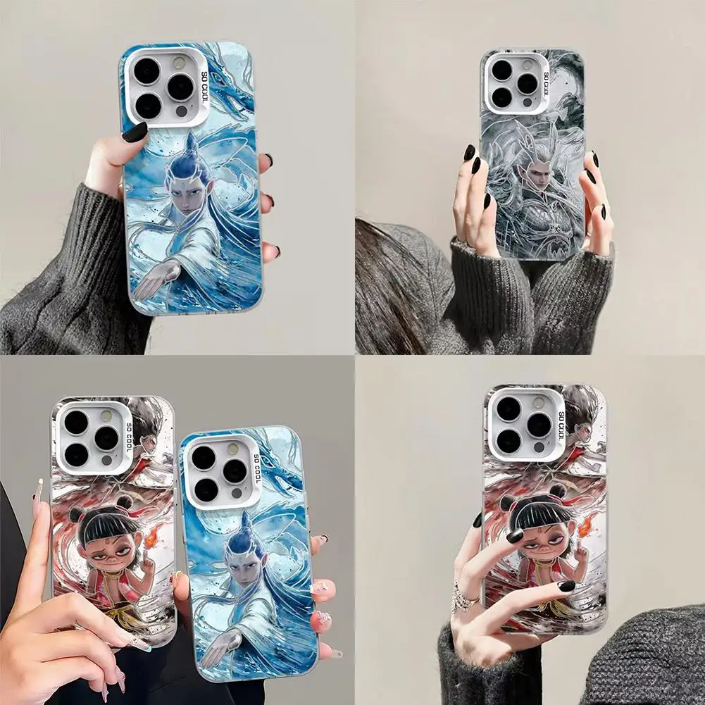 Casing Ponsel Populer Film Anime Nezha 2 untuk Iphone 14 15 16 Pro Max Casing Ponsel Ao Bing Kreatif Dapat Dicuci Tahan Benturan Tahan Jatuh
