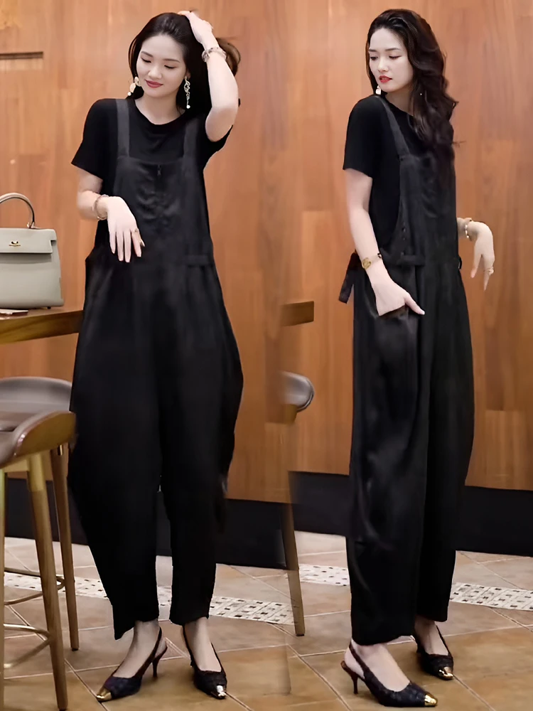 

Faionable женский летний комплект спортивной одежды 2026, повседневный комплект с широкими брюками и комбинезоном ort Sve, комплект из двух предметов