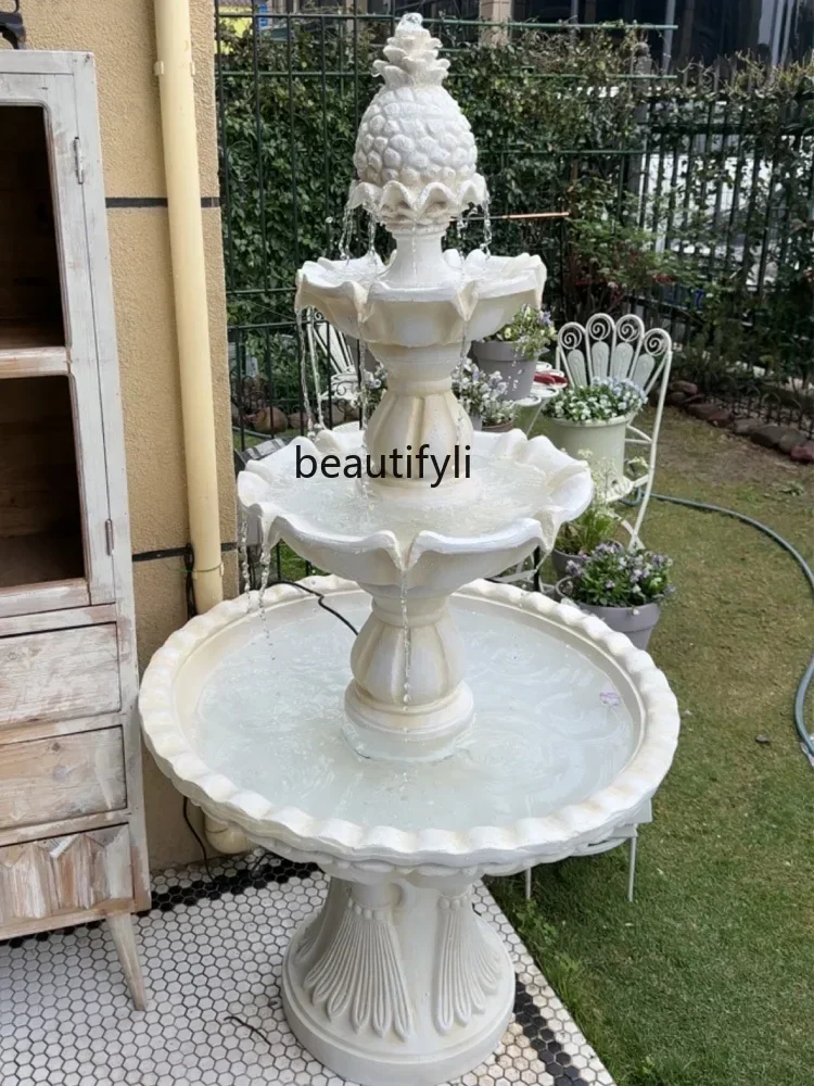 X FH European multi-layer pineapple  fountain circulating water hotel garden landscape fountain ornament