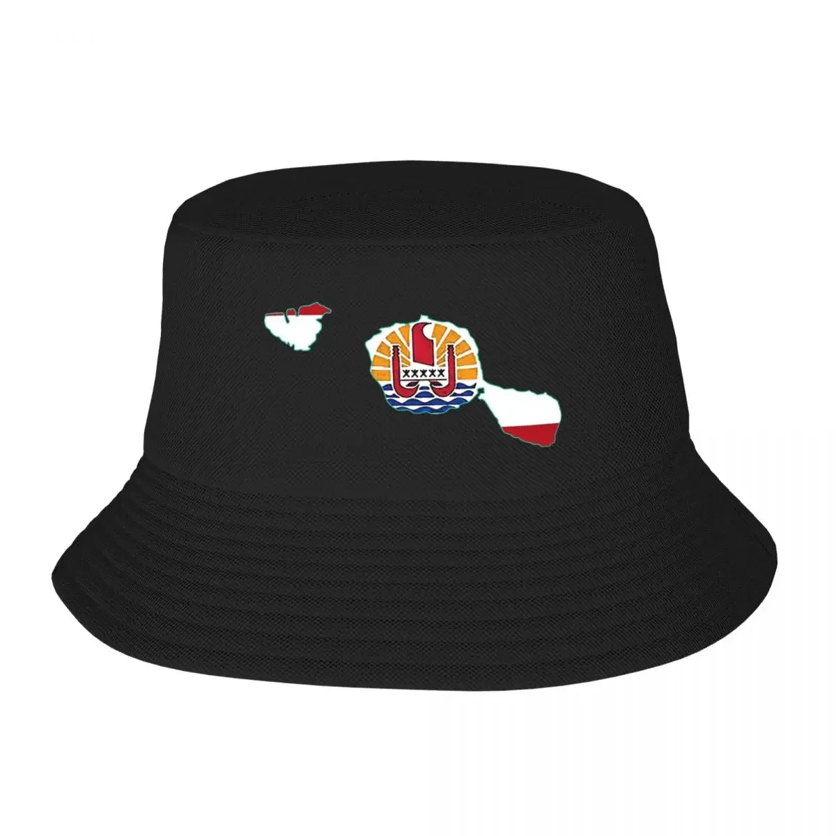 Tahiti Map with Tahitian Flag Bucket Hat Sunscreen Luxury Cap Caps For Women Men's