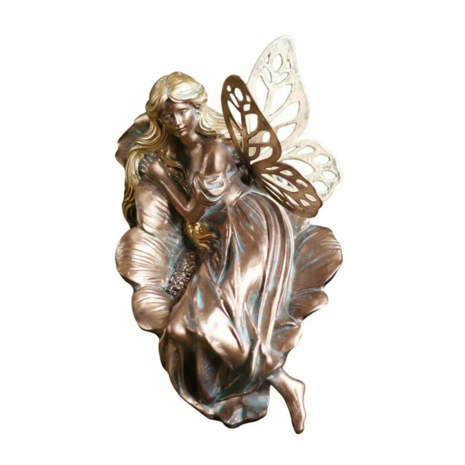 Bronze Finish Fairy Figurine Detailed Craftsmanship Lawn Ornament for Balcony