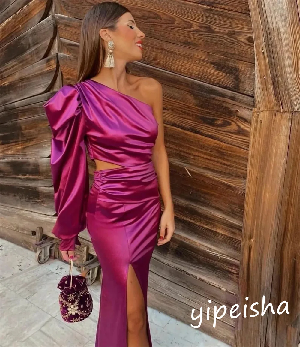 Aangepaste Jiayigong Sparkle Prom Chiffon Bow Party Column One-shoulder op maat gemaakte gelegenheidsjurk lange jurken