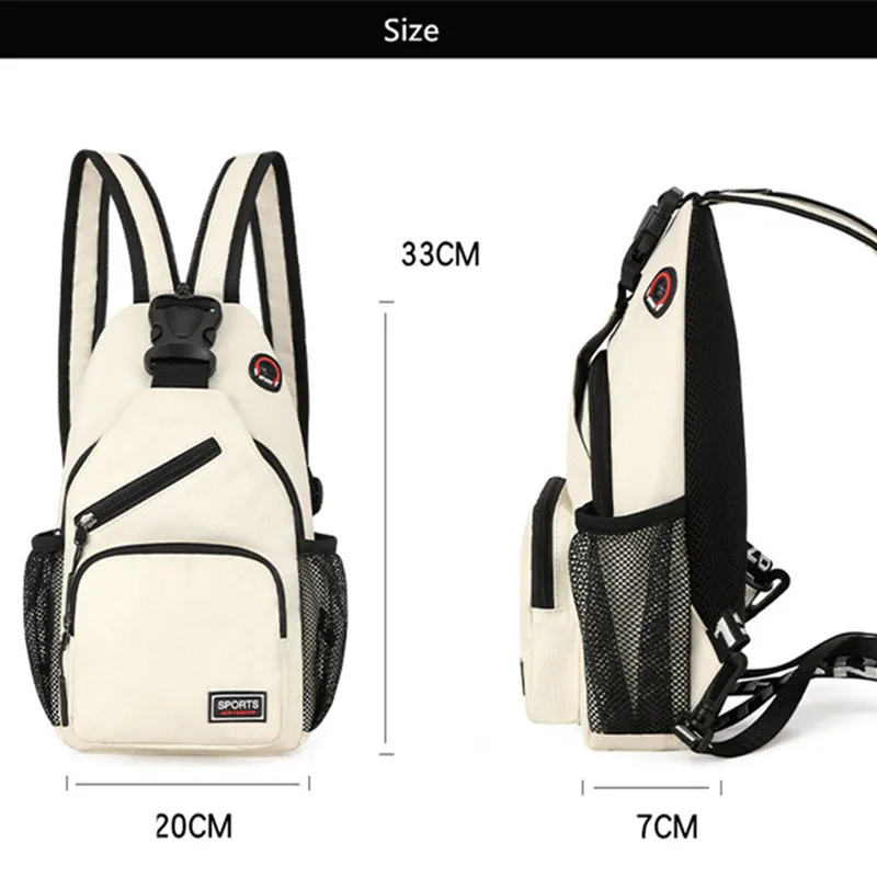 Polarshe Men Chest Bag Crossbody With Earphone Hole Travel Multi-Function Backpack Sports Chest Shoulder Bag Mini Women Belt Bag