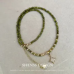 Collar de estrella de circón Chapado en cobre, accesorios de oro de 14K