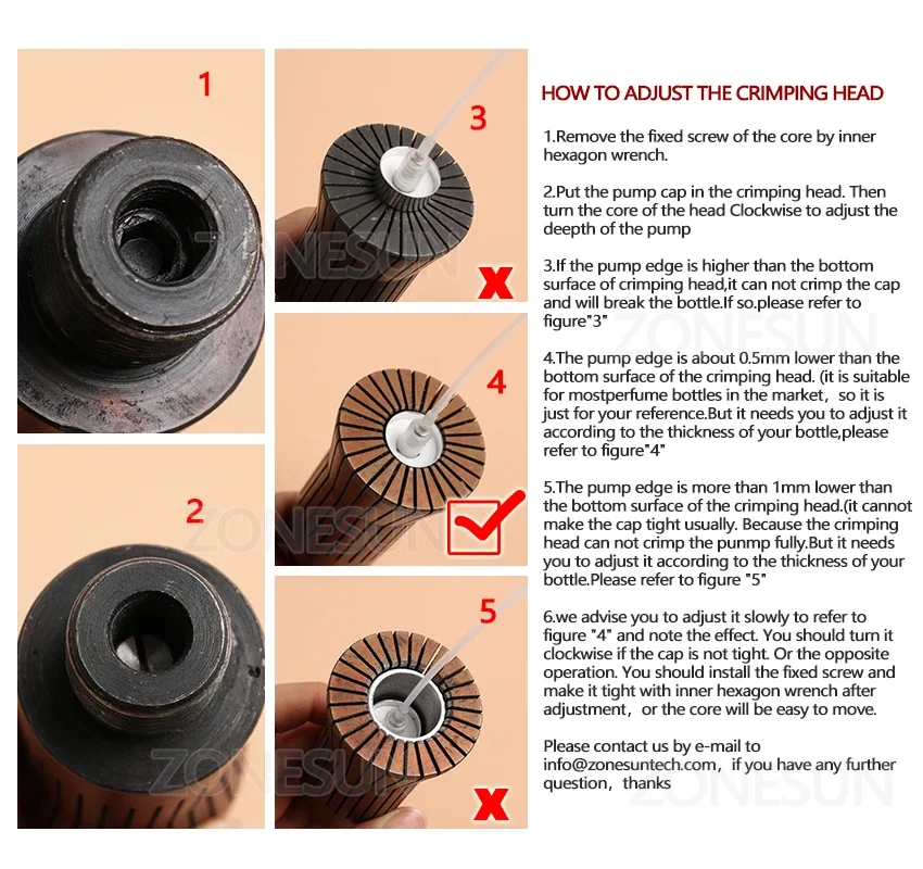 ZONESUN  capping head for new Perfume cap crimping machine capper metal cap press capping machine