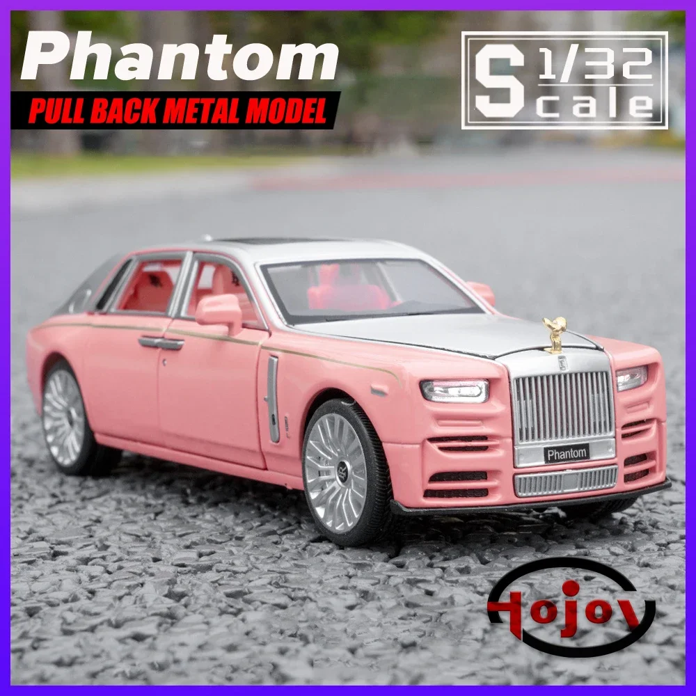 

Metal Cars Toys Scale 1/32 Phantom Diecast Alloy Car Model for Boys Gift Children Kids Toy Vehicles Sound and Light Pull Back