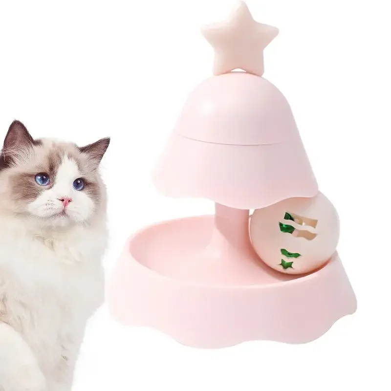 Cat Tower Roller Toy Christmas Tree Turntable Roller Balls 2 Layers Interactive Cat Roller Toys With Catnip And Teaser Toys For