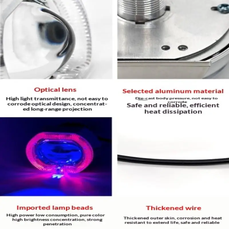 New 2.5-inch Motorcycle LED With Built-in Headlights Electric Bike Devil's Eye Spotlight Integrated Near And Far Beam Spotlights