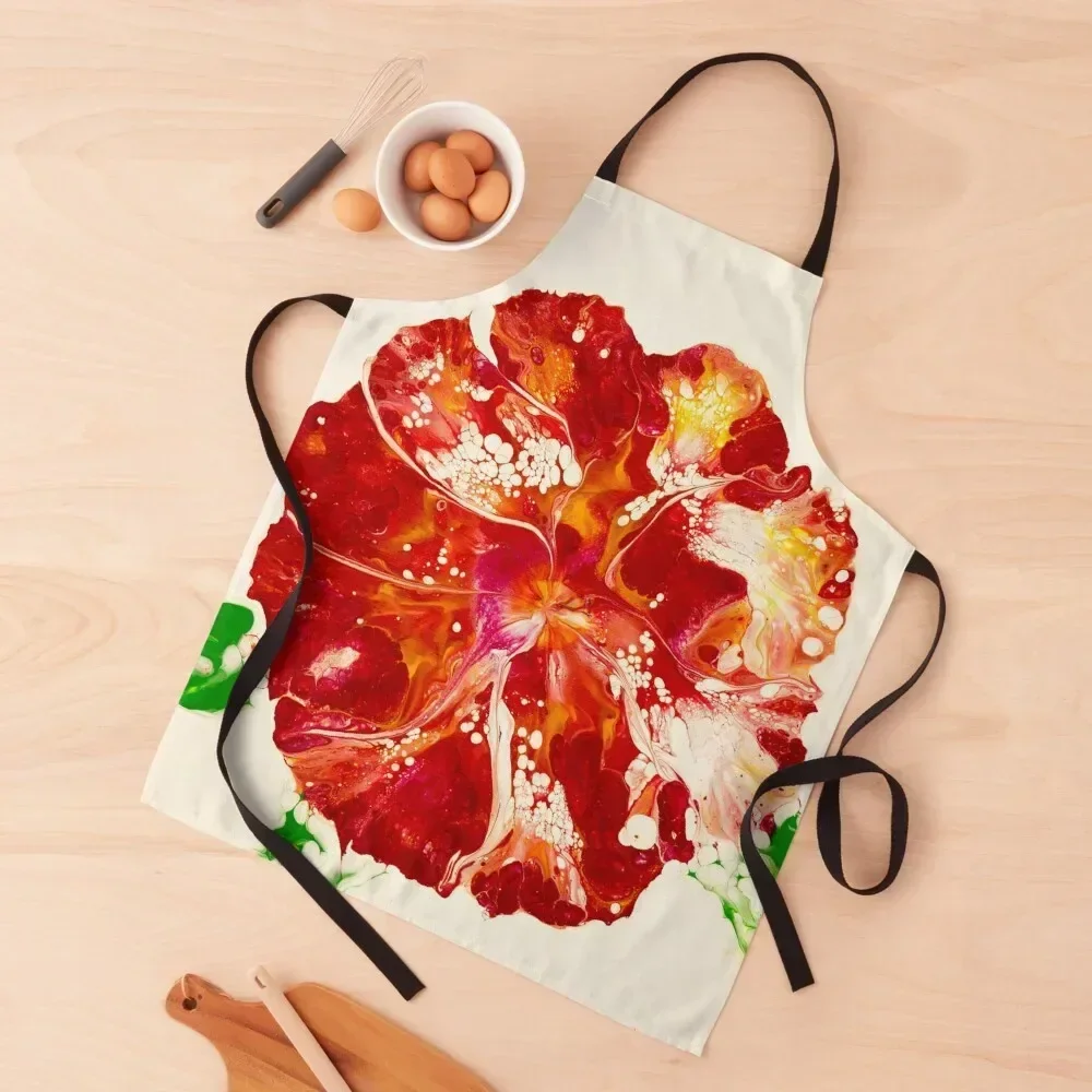 

Luscious Red "Hibiscus" Bloom Apron Woman Work All For Kitchen And Home with pockets Beauty Apron