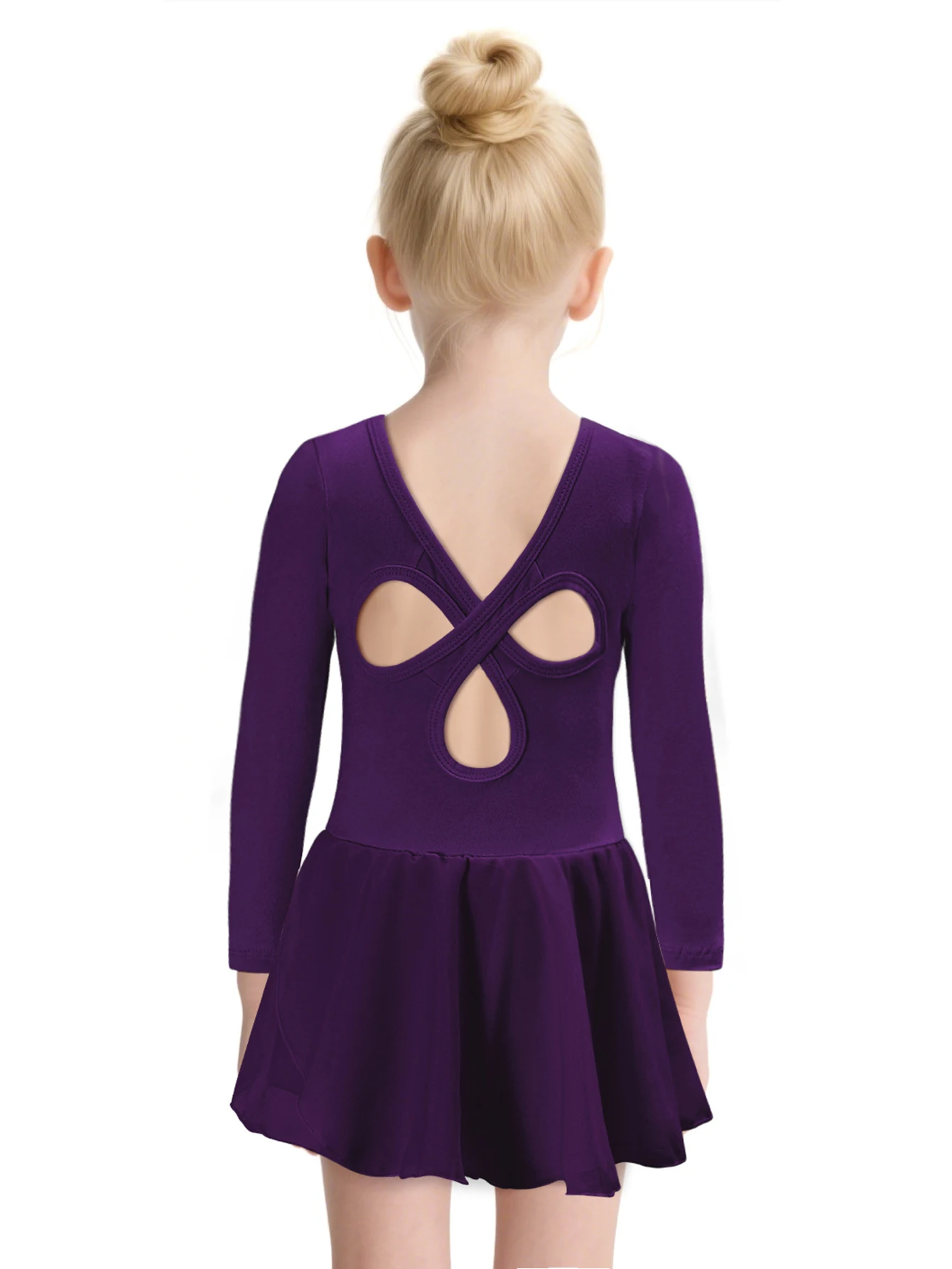 Body da balletto a maniche lunghe per ragazze Body da ballo per bambini con gonna tutù Abito da ballerina ginnastica