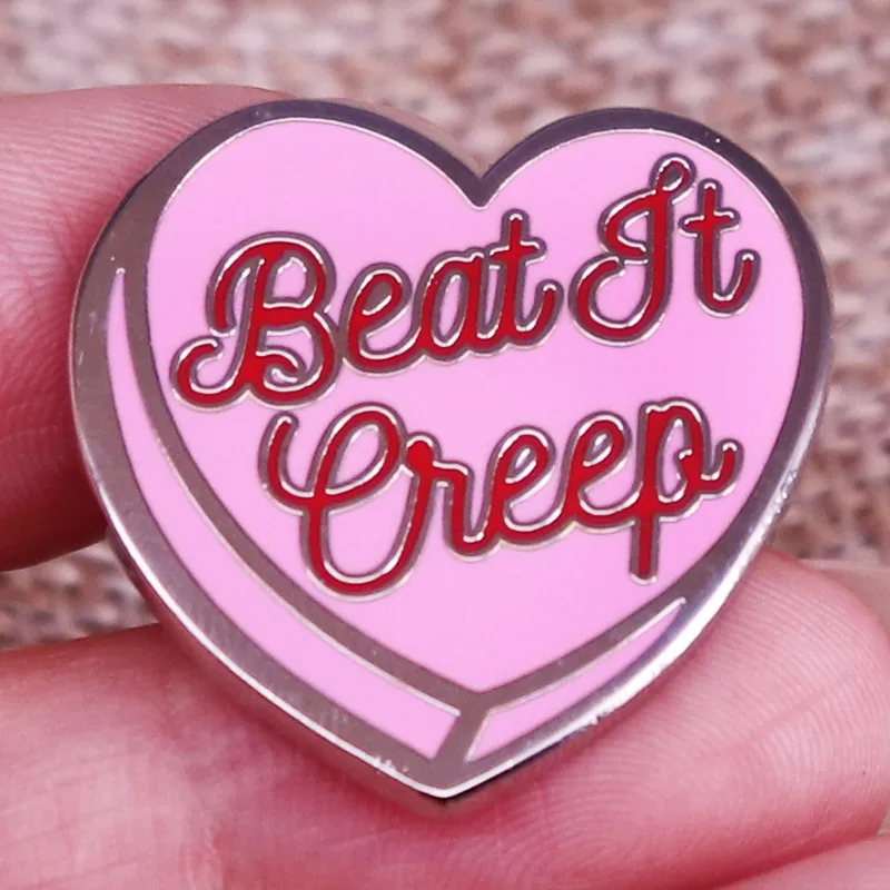 Cry Baby Beat It Creep Pink Heart Enamel Pins Wanda Woodward Quotes Lapel Pin Shirt Bag Badge Jewelry Gift for Friends