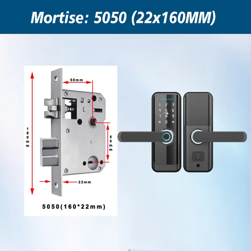 Tuya Password Smart Security Fingerprint Induction Swipe Card Free Opening European Electronic Door Lock