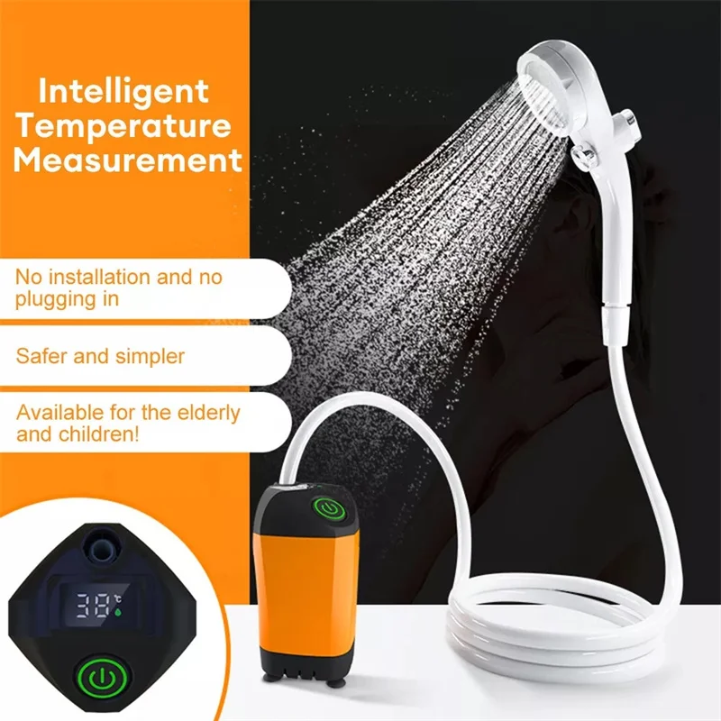 Outdoor Camping Shower Portable Electric Shower Pump Digital Display For Camping Equipment Hiking Travel Beach