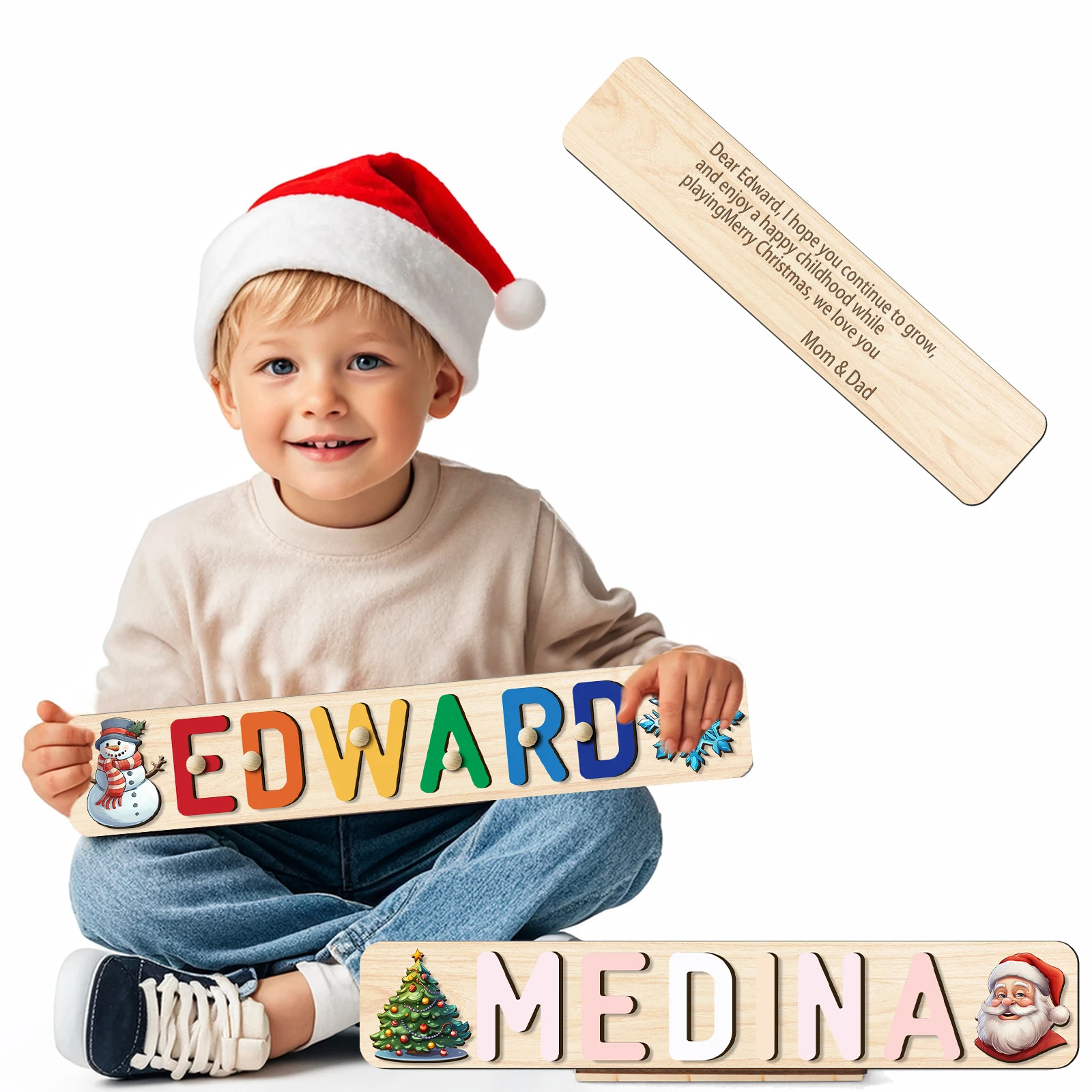 Custom Wooden Name Puzzle: Personalized Christmas Gift for Children - A Unique Keepsake for the Holiday Season