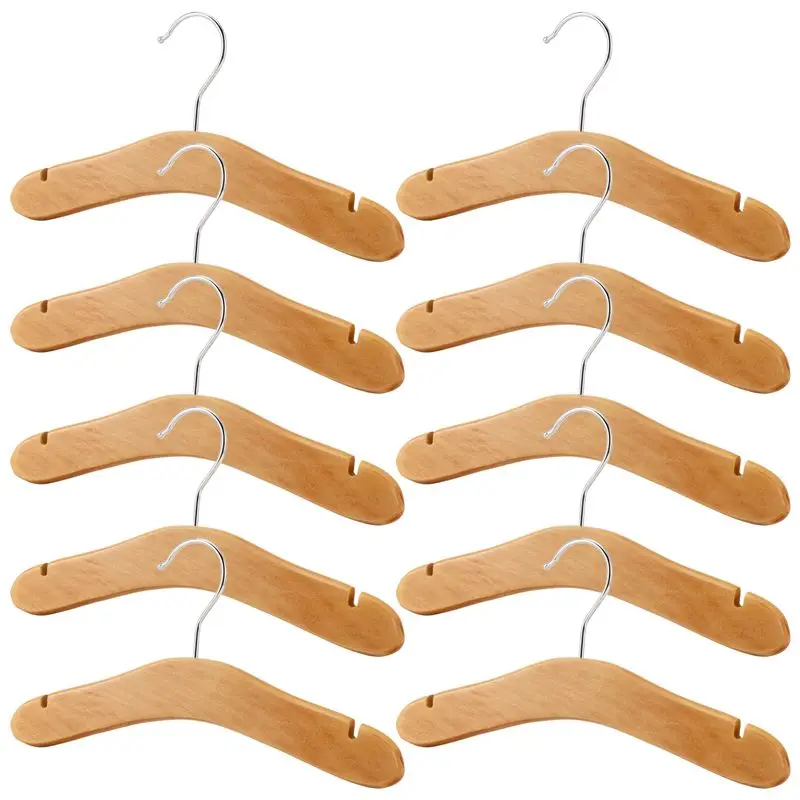 ABUI-Wooden Baby Hangers,Kids Hangers,Notched Shoulder Design For Children Clothes,Decoration Hanger,10 Pack