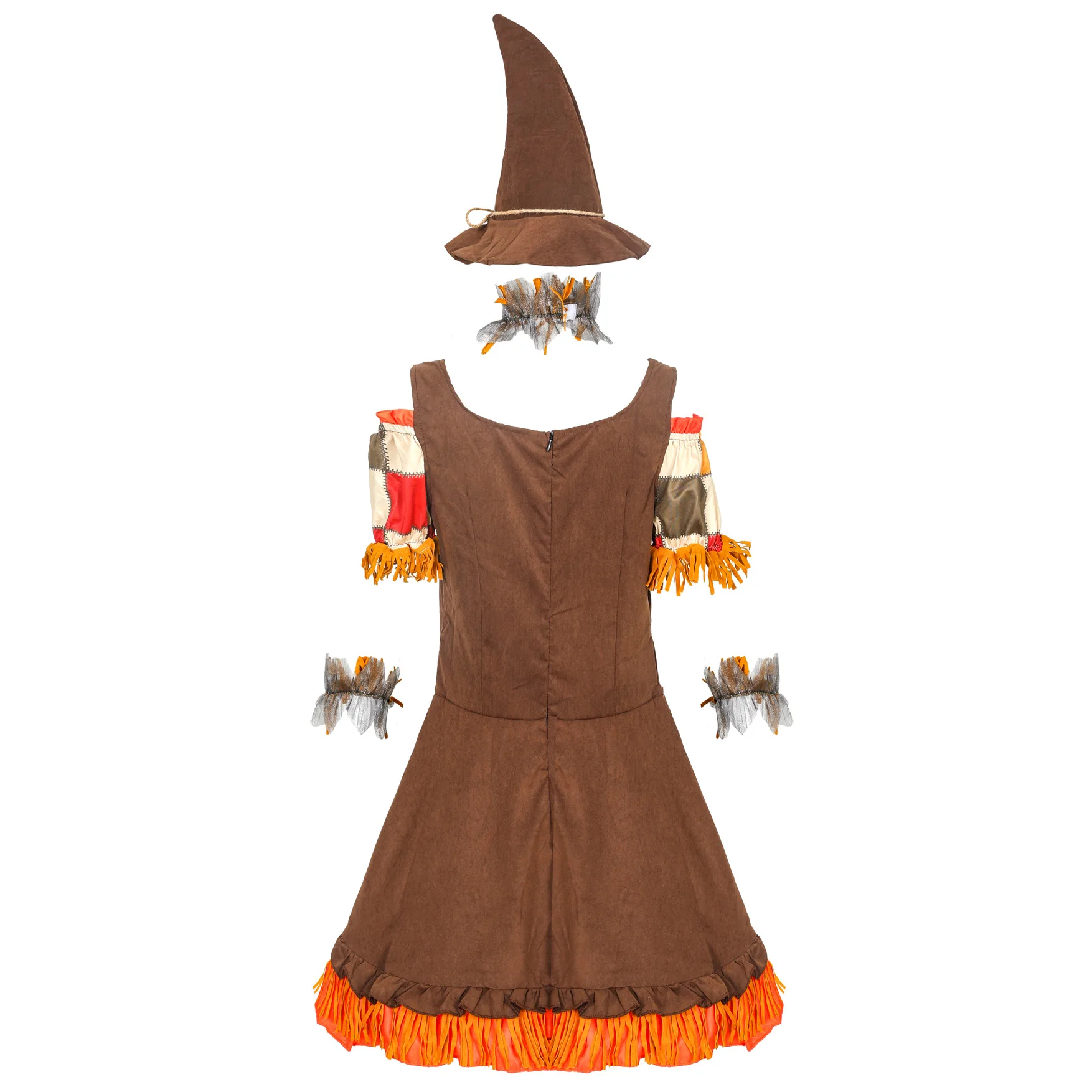 Adult Halloween Costume Cosplay Wizard of Oz Scarecrow Drama Stage Patchwork Pattern Dress Farm Rural Themed Party Suits view 2