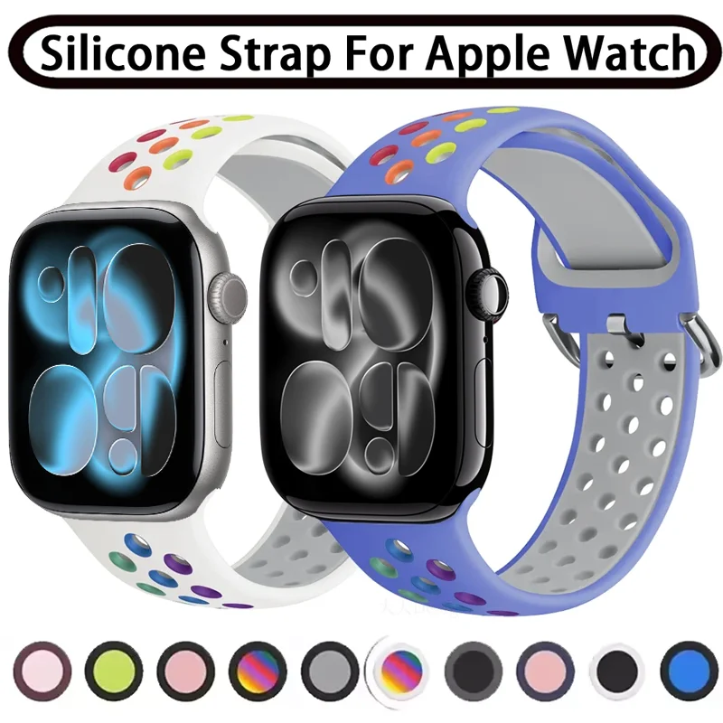 Silikonarmband für Apple Watch Band Ultra 49mm 9 8 7 45mm 41mm 6 5 4 SE 44mm 40mm Armband iWatch 11 10 46mm 42mm Armband