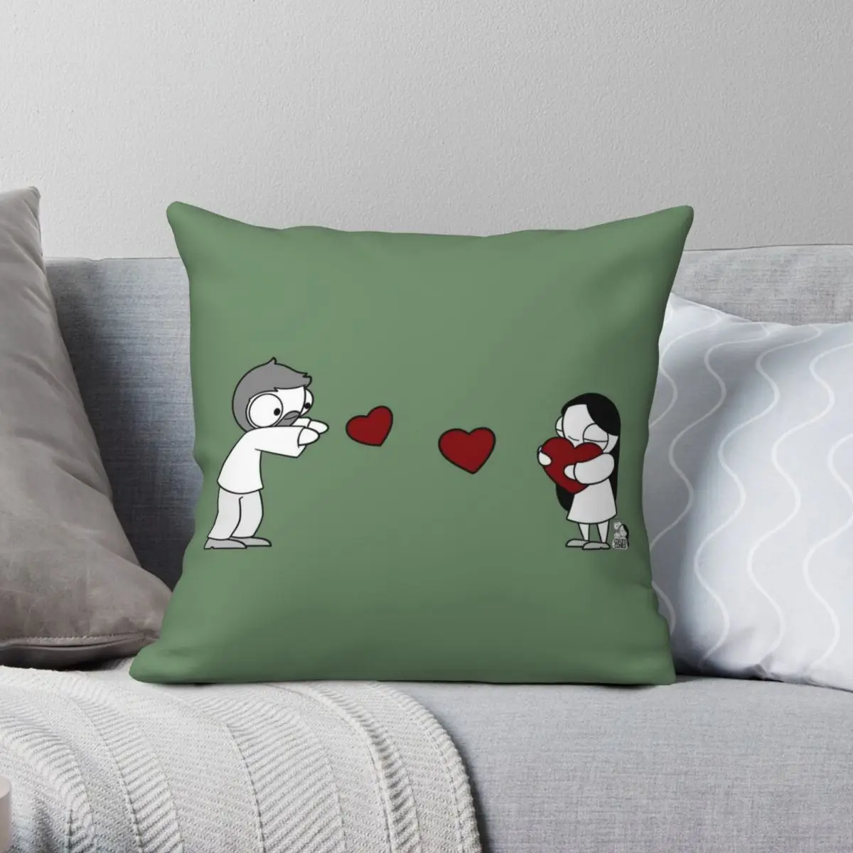 

Comics Couple Hearts Throw Pillowcase Polyester Linen Velvet Printed Zip Decor Throw Pillow Case Room Cushion Cover