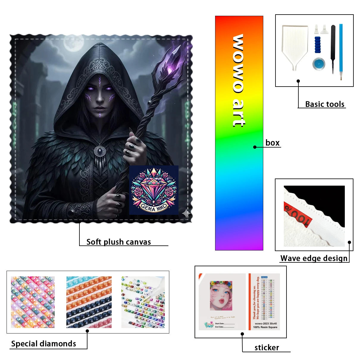 

【GEMA MMD Diamond Art】The Dark Series: Witches and Wan 100% resin FD+ab+cr Diamond Stamping Kit Perfect Masterpiece worth Buying